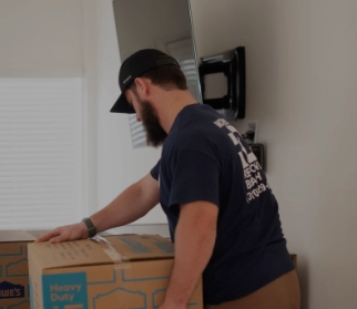 Movers wrapping items